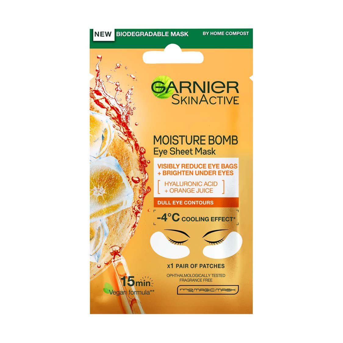 3600542154789 Garnier SkinActive MoistureBomb Eye Tissue Mask Orange FRONT