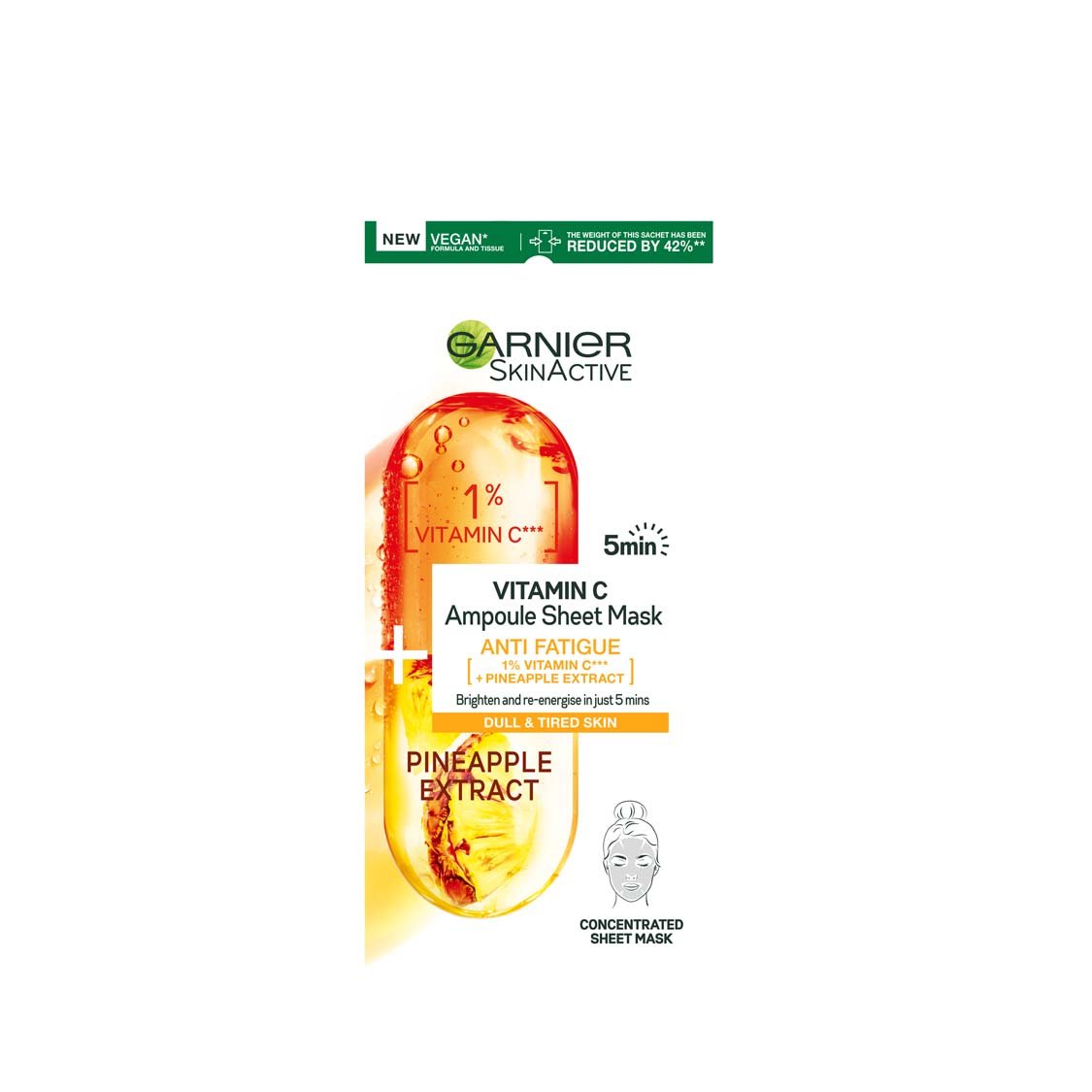 3600542387217 Garnier SkinActive Ampoule sheet mask Vitamin C Pineapple